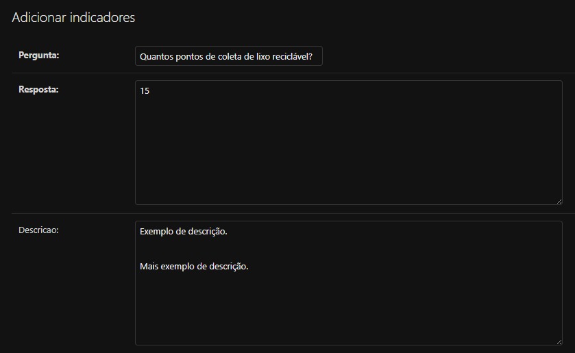 Campos da tabela Indicadores preenchidos